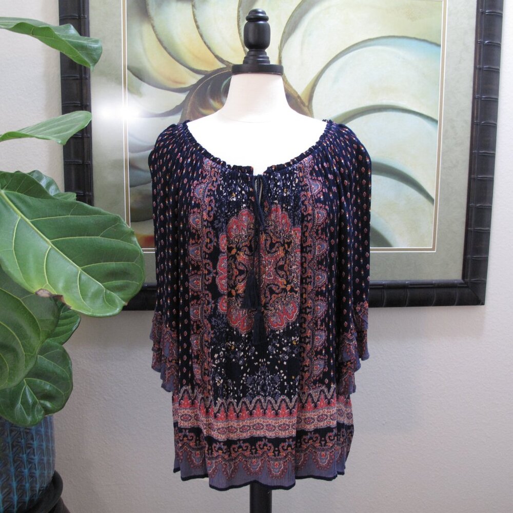 BILA Purple Mandala Peasant Blouse